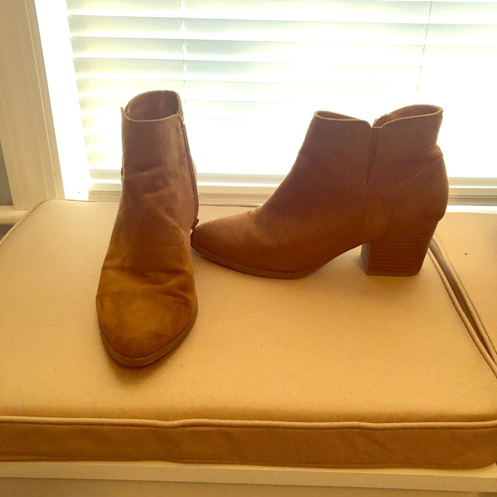 Forever 21 tan/brown ankle booties, side zipper